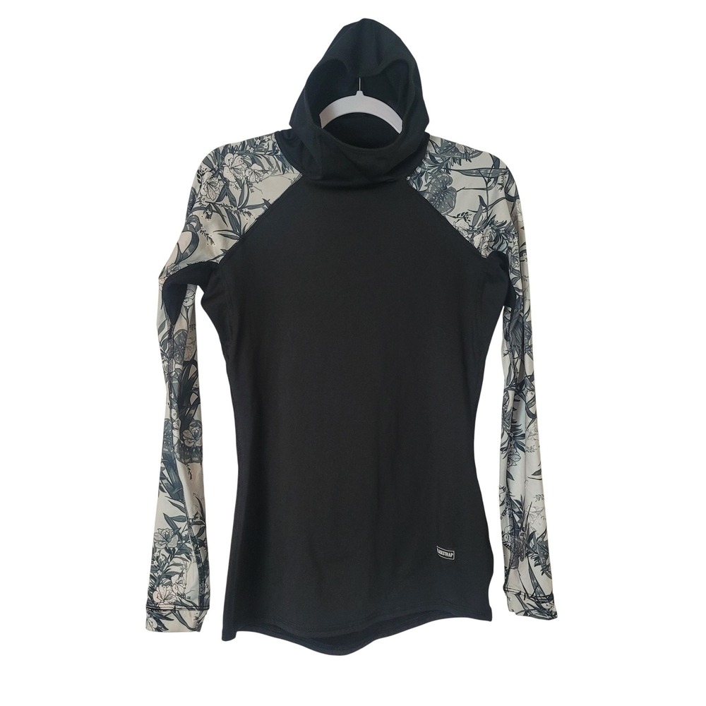BlackStrap Womens Floral Raglan Hooded Base Layer Top Black Small Gorpcore Sport